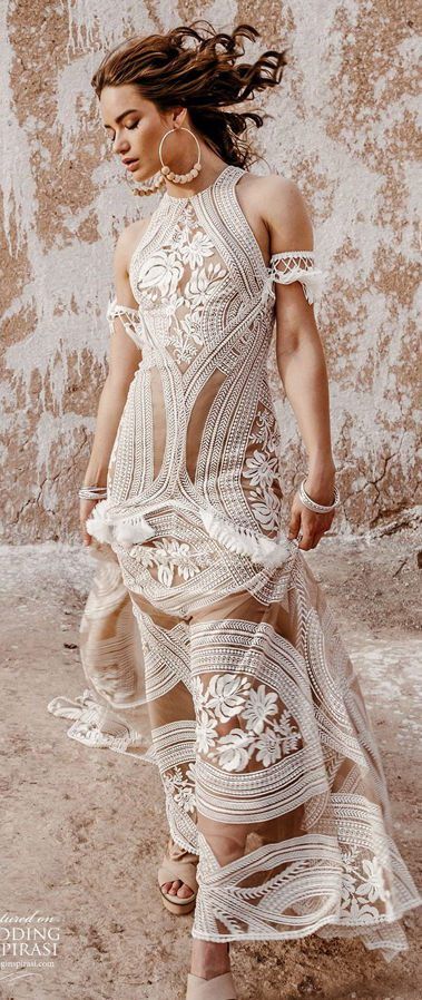 Романтическое, кружевное свадебное платье в стиле 70-х. Rue De Seine 2020 Wedding Dresses